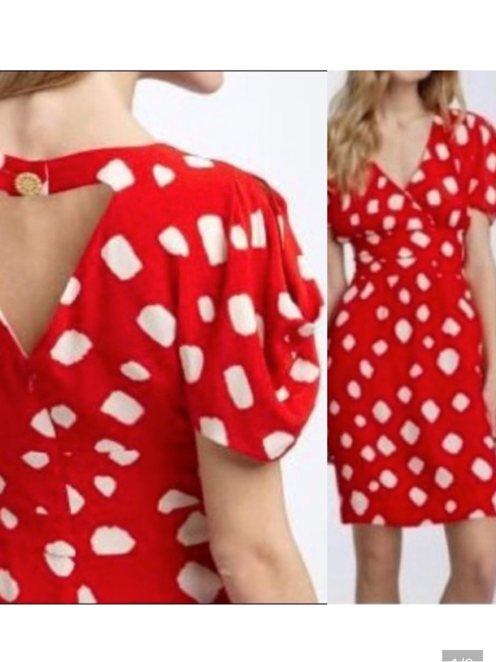Anthropologie Leifsdottir Silk Dress Red Womens Pockets V Neck Retro Sheath 2